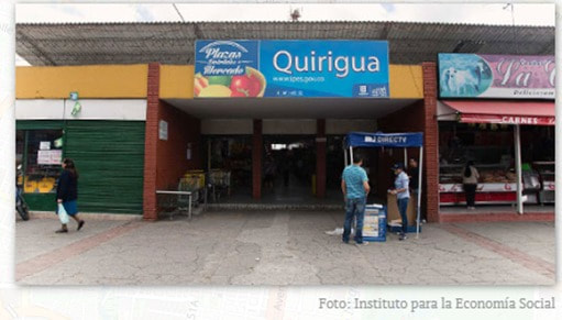 PLAZA DISTRITAL DE MERCADO QUIRIGUA/ Dirección calle 90 No 91-52 / fundada en 1972 y localizada de la localidad de engativa, cuenta 215 comerciantes de fritas, verduras, carnicos, hierbas, cafeteria, miselenia, etc. 